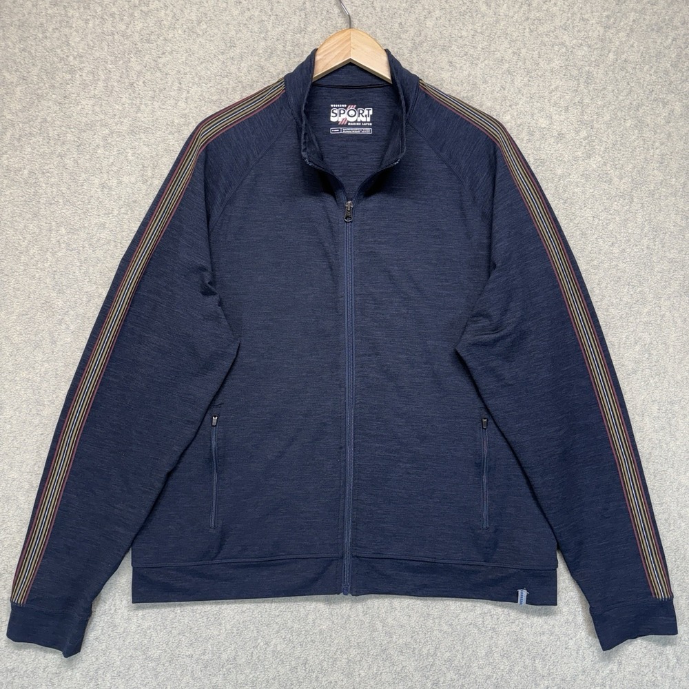 Marine Layer Weekend Sport Track Jacket XL‎ Navy Full Zip Stripe Sleeve